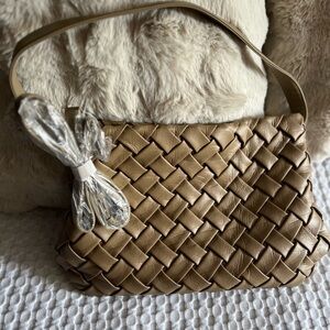 Woven Tan Shoulder Bag
